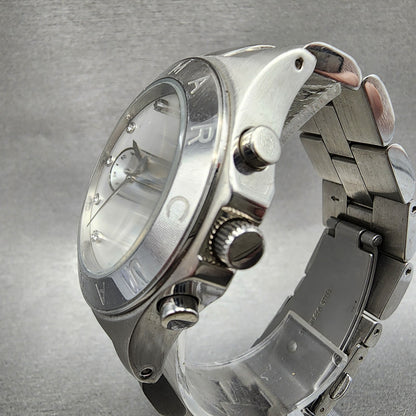 Marc Jacobs Blade Chronograph Watch Women 39mm Silver Dial Steel Date New Batt2