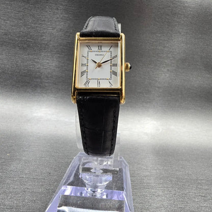 Seiko Tank Watch Women 18mm White Dial Gold Rectangle 1N01-5G40 New Battery5