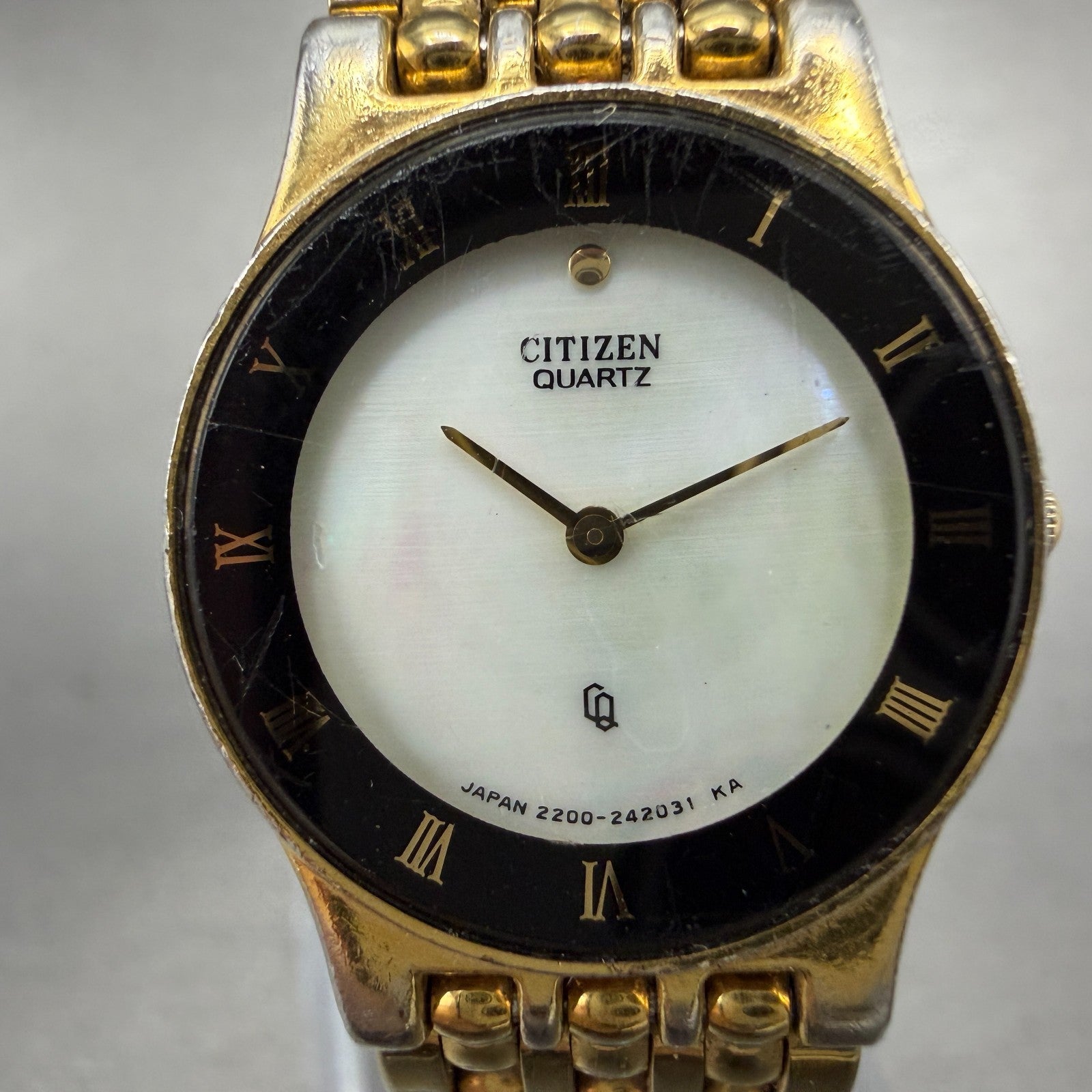 Citizen CQ Watch Women 21mm Mop Dial Gold Tone Round 2200-229207 New Battery1