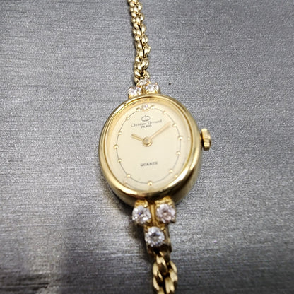 Christian Bernard Watch Women 16mm Cream Dial Gold Tone Oval READ!!! New Batt2