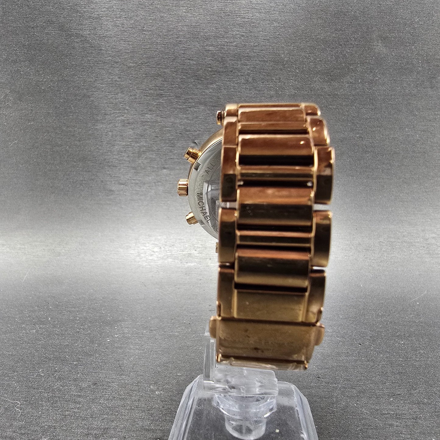 Michael kors Sawyer Watch Women 39mm MOP Dial Rose Gold Tone Date Chrono NewBatt7