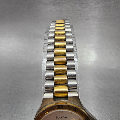 Bulova Watch Women 22mm Silver Dial Two Tone Round 9062101 New Battery
