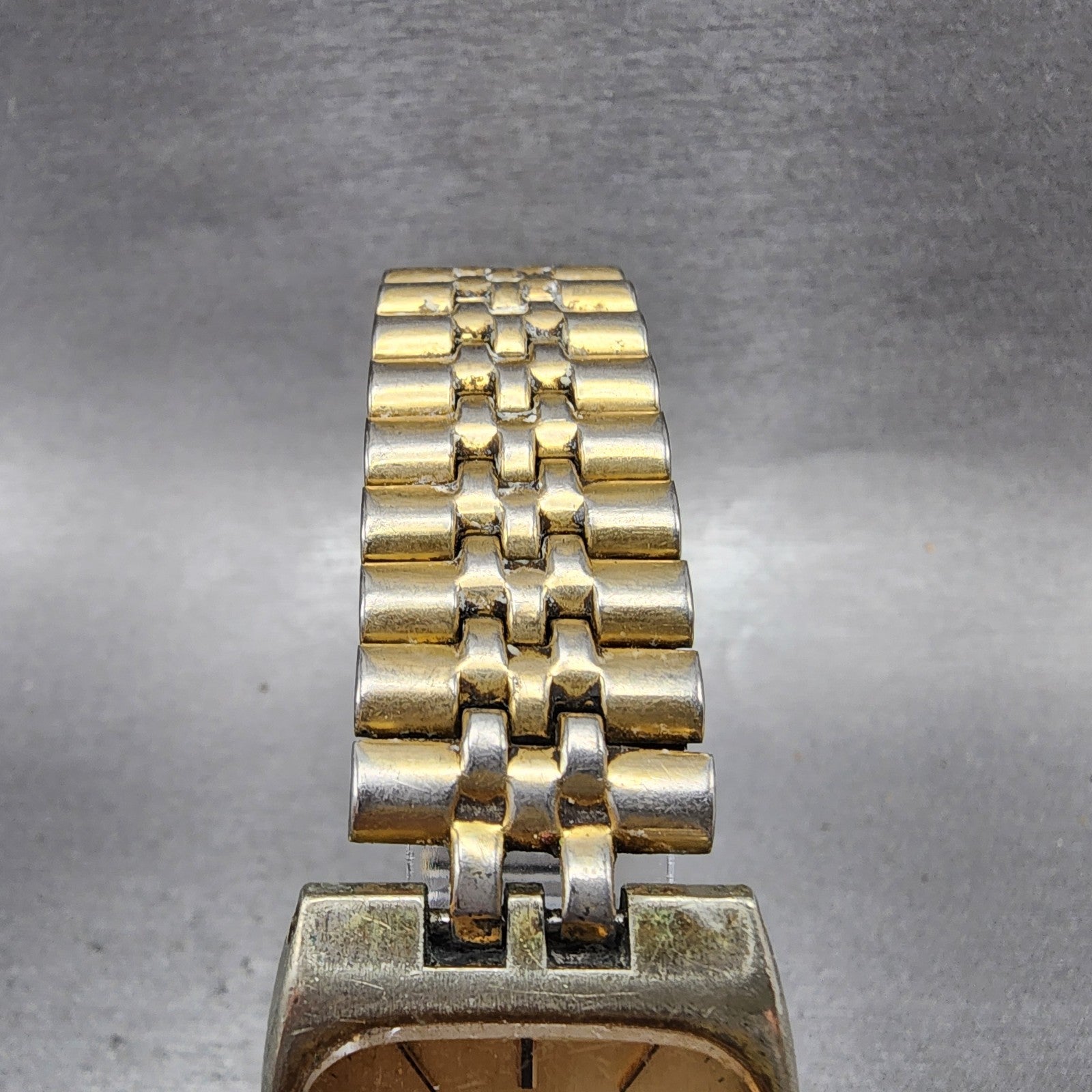 Seiko Watch Men 29mm Gold Dial Gold Tone Rectangle 78105079 New Battery B1234