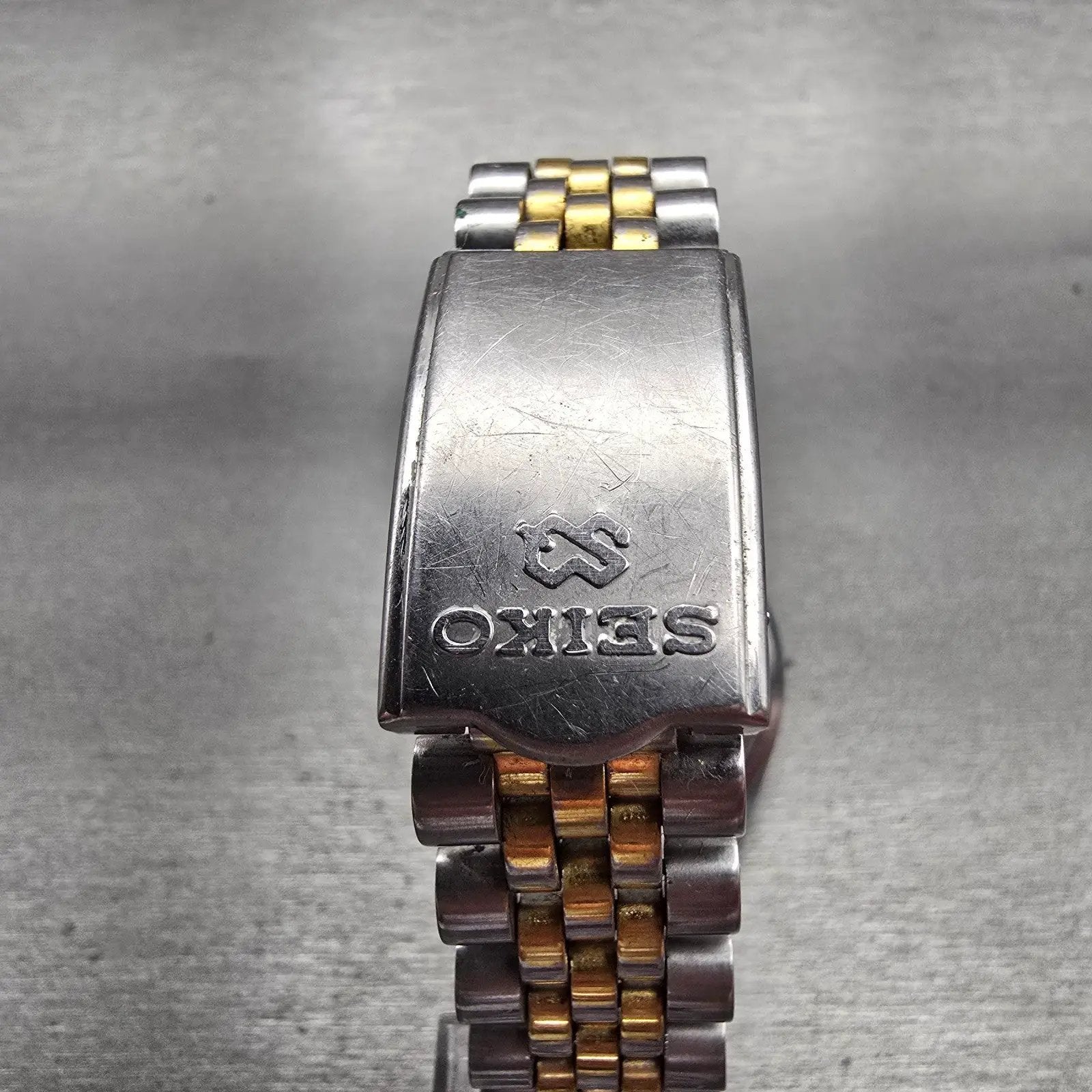 Seiko President Watch Men 35mm Silver Dial Two Tone Daydate 5Y23-8A69 New Batt7