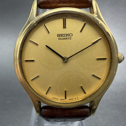 Seiko Watch Women 28mm Gold Dial Gold Tone Round 4N00-0720 New Battery Vintage1