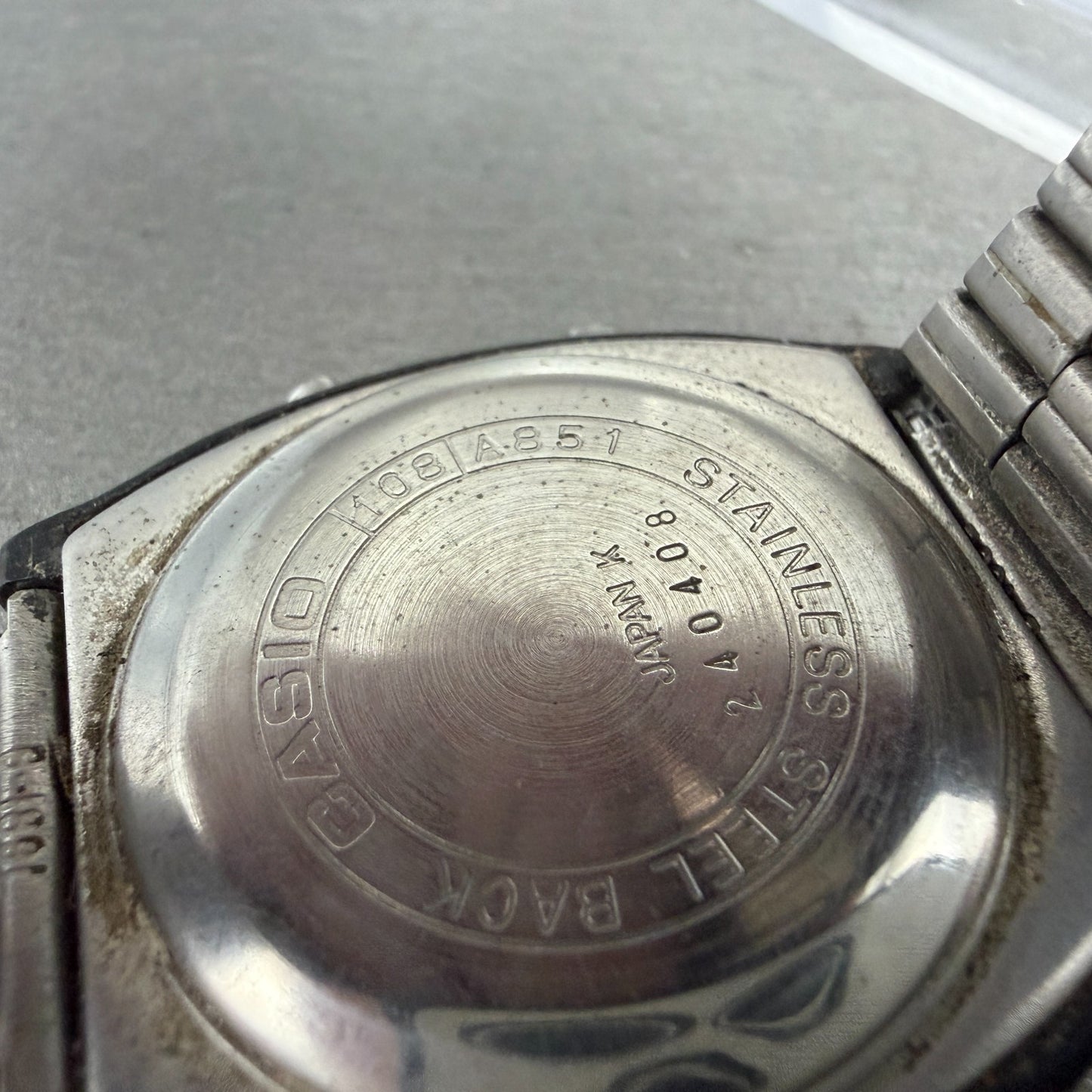 Casio A851 108 Watch Men 36mm Digital LCD Silver Tone Rectangle Vintage PARTS10