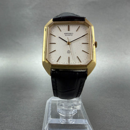 Seiko Tank Watch Men 30mm White Dial Gold Tone Octagon 9721-5040 New Battery6