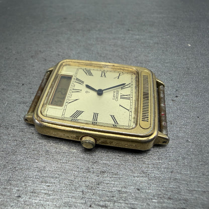 Seiko Analog Digital Tank Watch Men 28mm Champagne Dial Gold Tone H249-5110 PART6