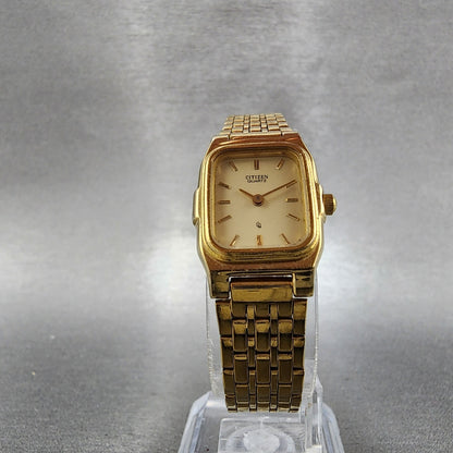 Citizen CQ Tank Watch Women 18mm Cream Dial Gold Tone Rectangle New Battery5