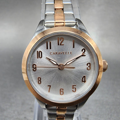 Caravelle Watch Women 24mm Silver Dial Two Tone Round 45L175 New Battery1