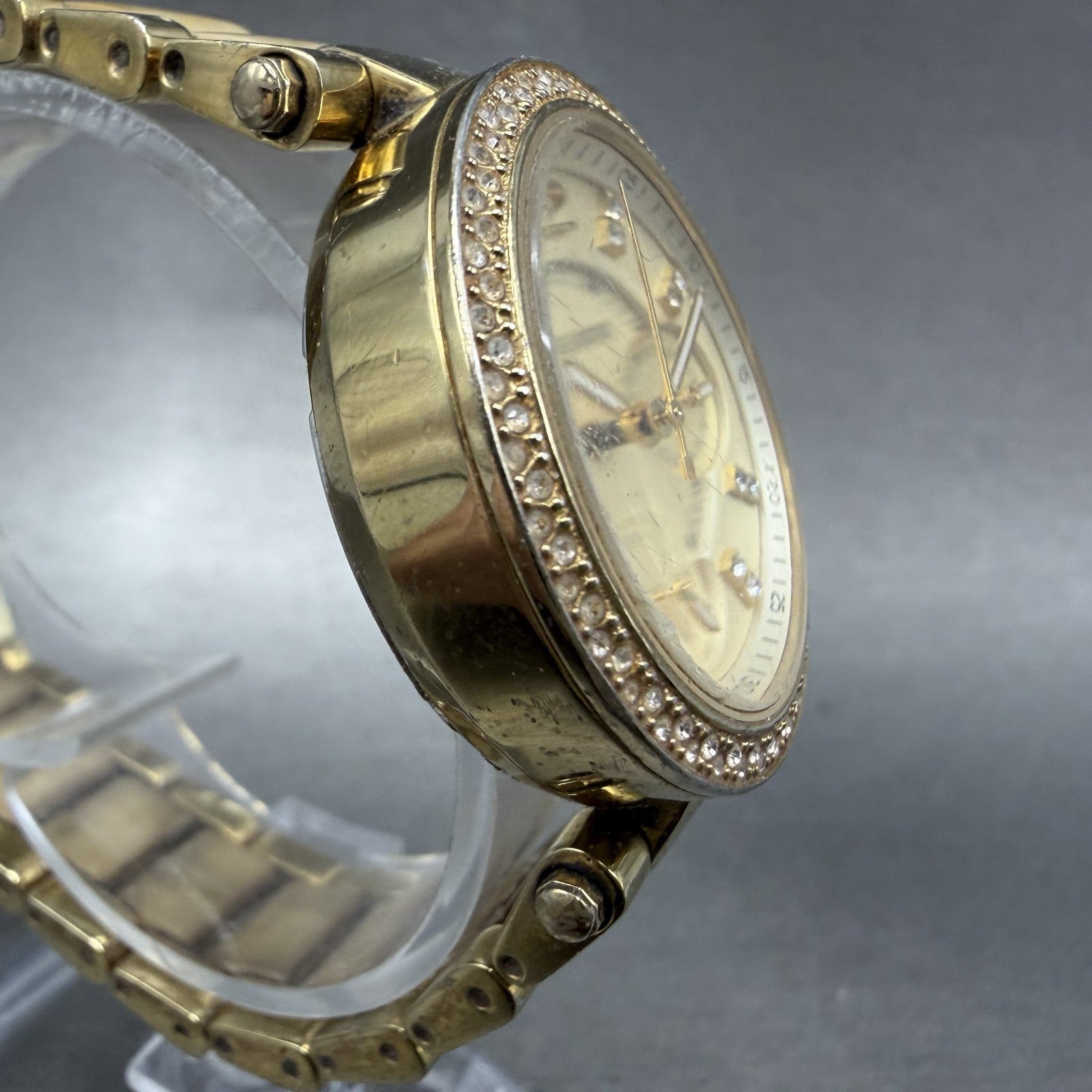 Michael Kors Mini Parker Watch Women 33mm Champange Dial Gold MK-5842 New batt3