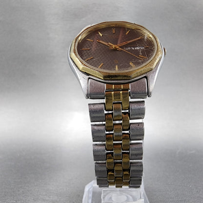 VTG Citizen CQ Watch Men 35mm Gray Dial Two Tone Daydate Round New Battery5