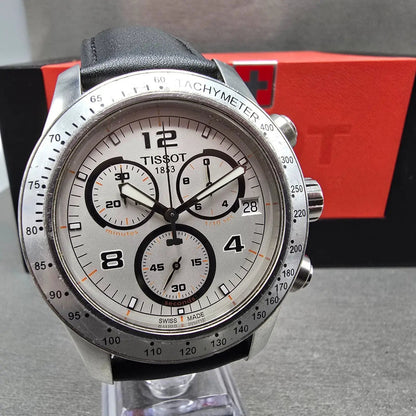 Tissot T-Sport V8 Chronograph Watch Men 43mm White Dial Steel Date New Battery0