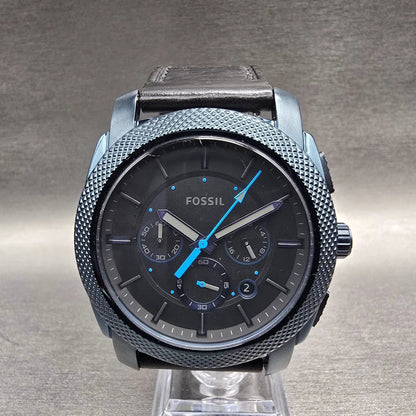 Fossil Machine Chronograph Watch Men 45mm Black Dial Black Tone FS5361 New Batt1