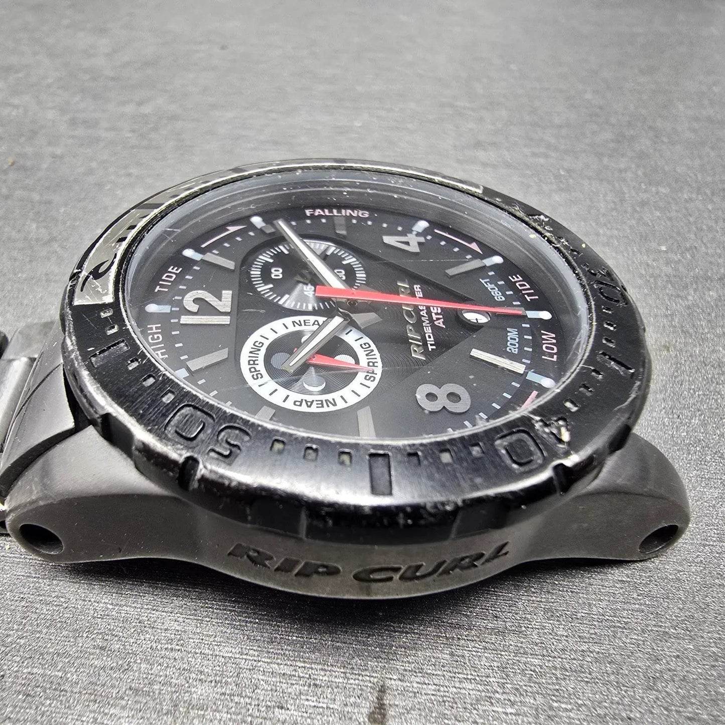 Ripcurl Tidemaster Watch Men 42mm Black Dial Titanium Date READ!!! New Battery5