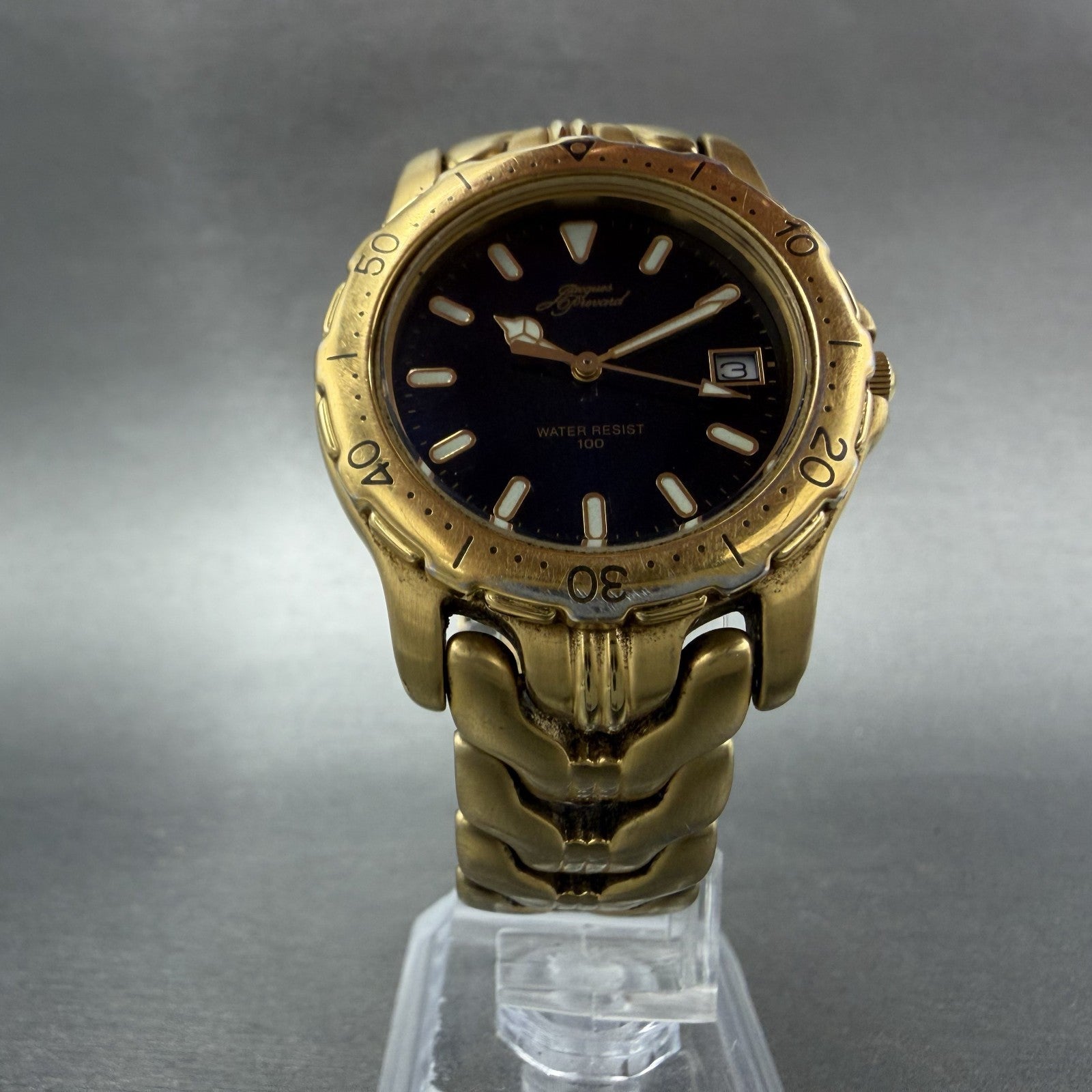 Citizen Elegance Watch Men 35mm Blue Dial Gold Tone Date Round 4-S044036 NewBat5