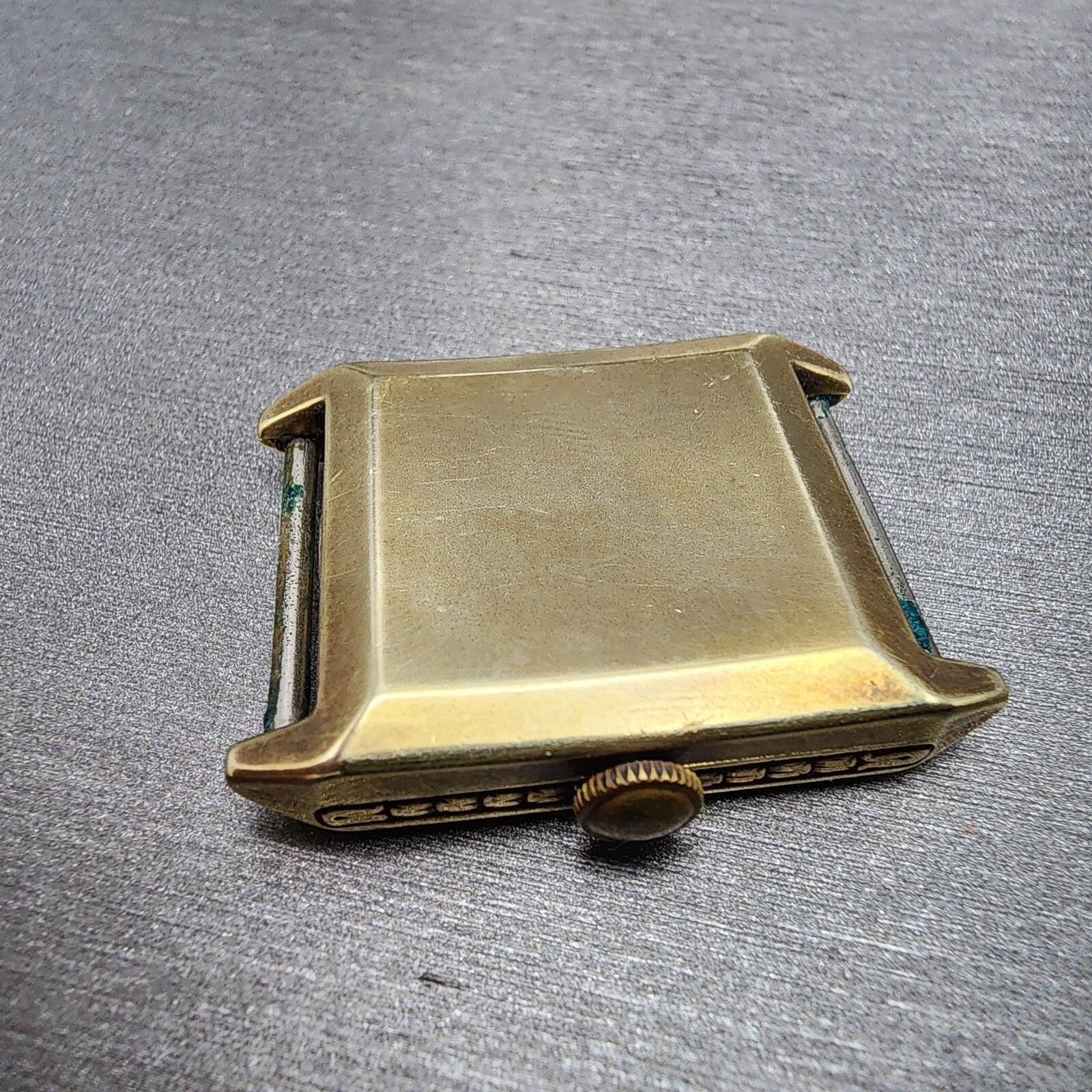 Benrus Tank Watch Men 28mm Silver Dial Gold Tone Rectangle 15 Jewels PARTS10