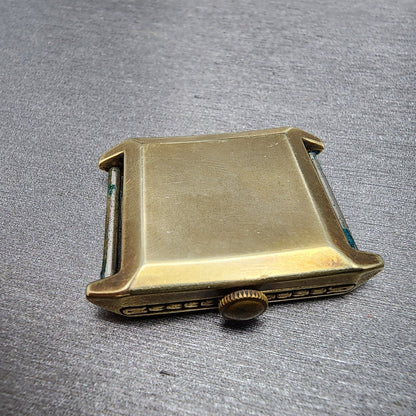 Benrus Tank Watch Men 28mm Silver Dial Gold Tone Rectangle 15 Jewels PARTS10