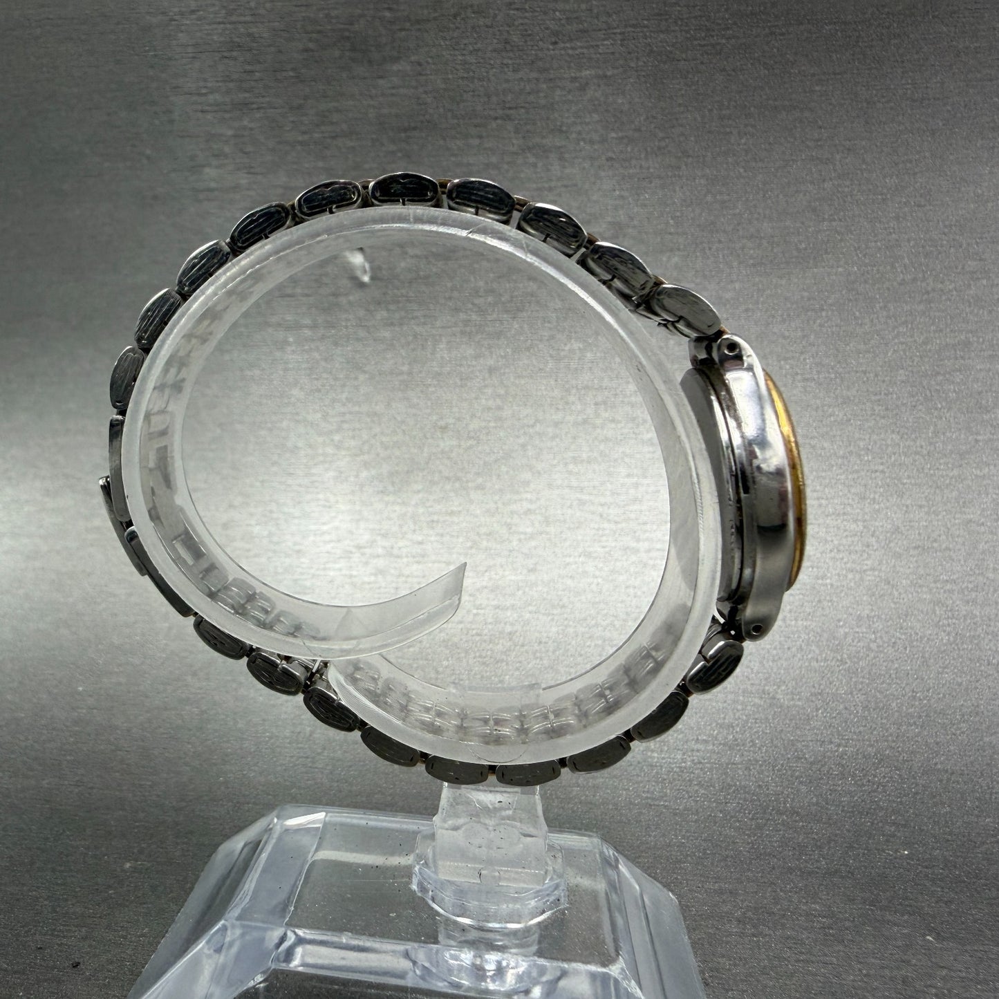 Seiko Watch Women 23mm Black Dial Two Tone Date Round 7N82-0228 New Battery 5438