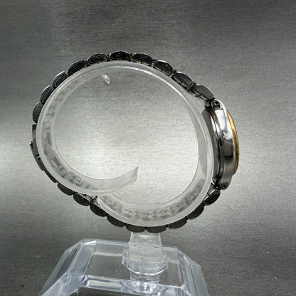 Seiko Watch Women 23mm Black Dial Two Tone Date Round 7N82-0228 New Battery 5438