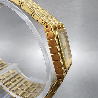 Citizen CQ Watch Women 15mm Champagne Dial Gold Tone Rectangle 2250S07092 Runs3