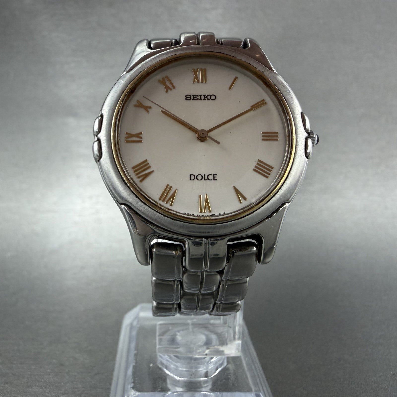 Seiko Dolce Watch Women 31mm White Dial Silver Tone Round 5e316000 New Battery5