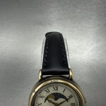 Seiko Alba Success Moon Phase Watch Women 25mm White Dial Brass Tone New Battery4