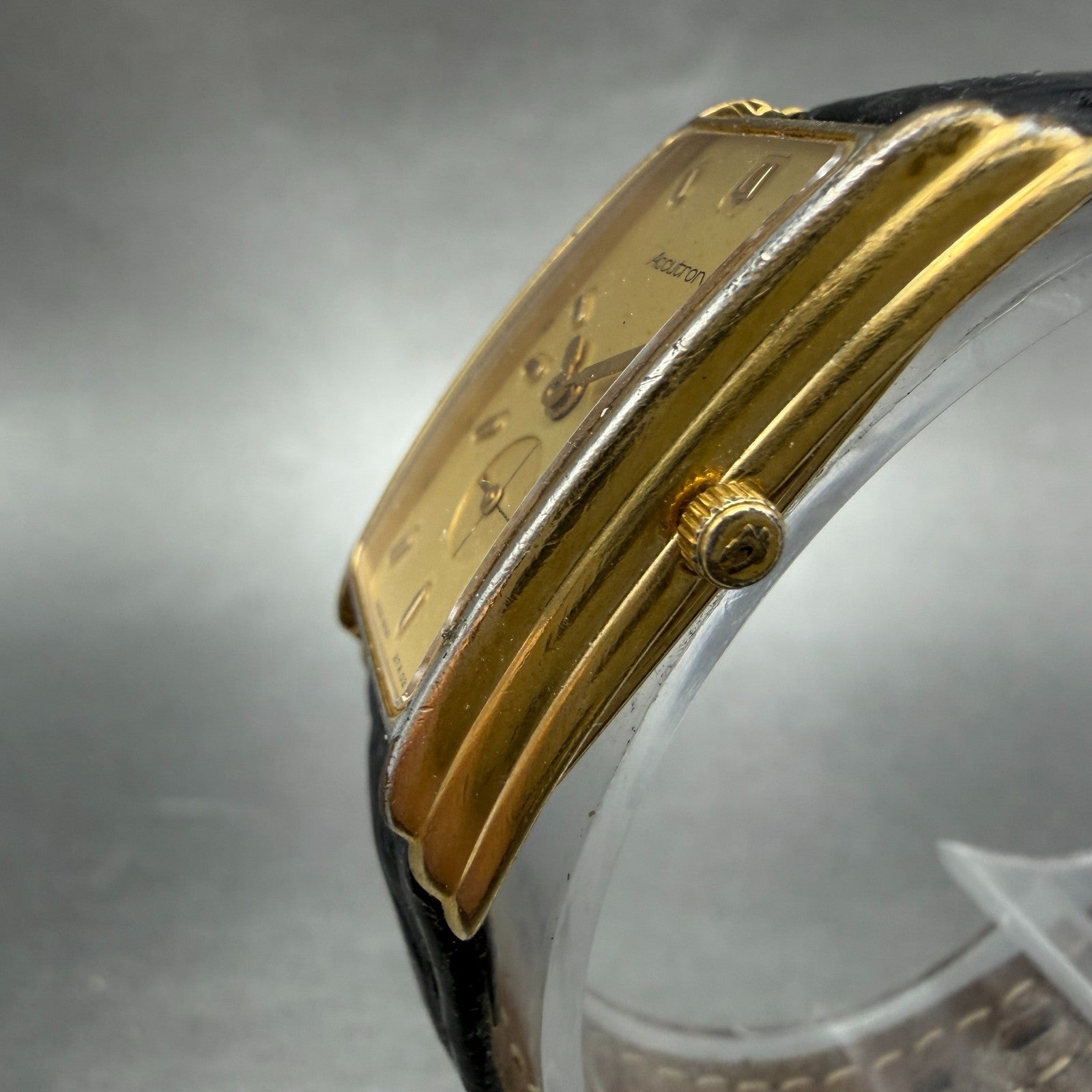 Bulova Accutron Tank Watch Women 18mm Champagne Dial Gold Tone 27A02 New Battery2
