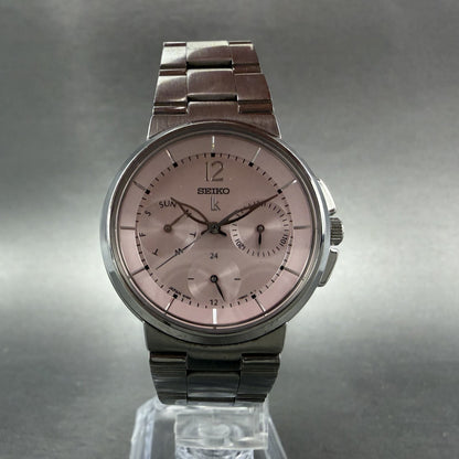 Seiko Lukia Watch Women 33mm Pink Dial Silver Tone Daydate 5Y89-0B70 New Battery5