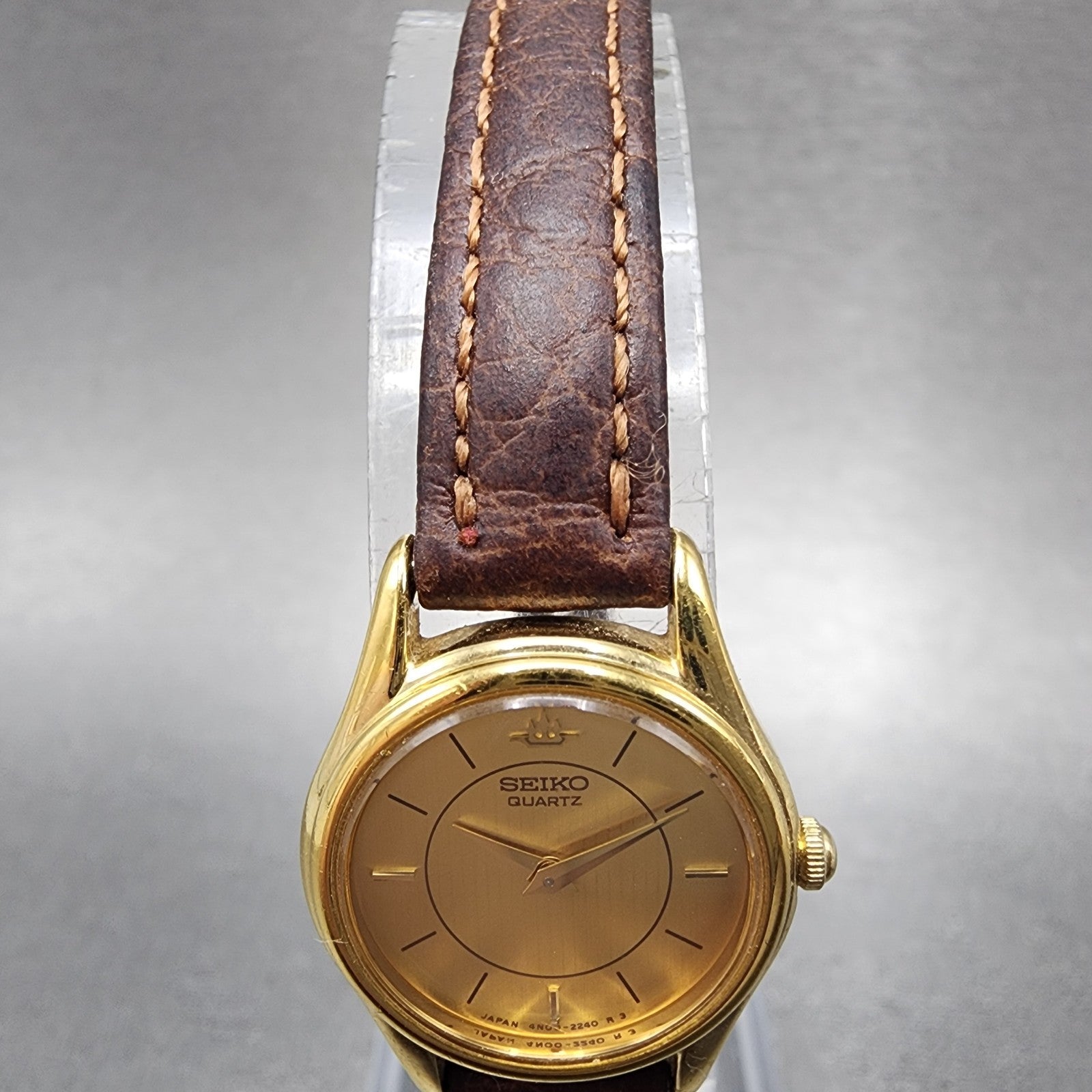 Seiko Watch Women 21mm Champagne Dial Gold Tone Round 4n000600 New Battery4