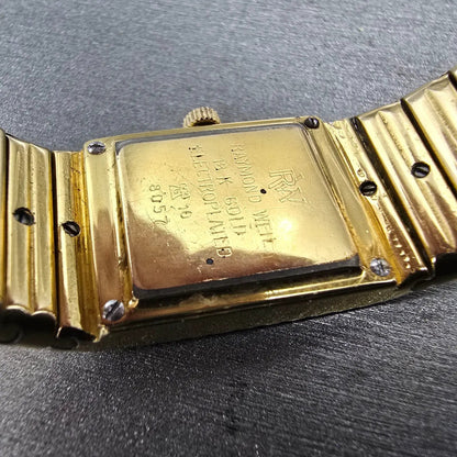 Raymond Weil Tank Watch Women 18mm Gold Dial Two Tone Gold Plated 8057 New Batt9