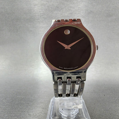 Movado Esperanza Watch Men 32mm Black Dial Stainless Steel Round New Battery5
