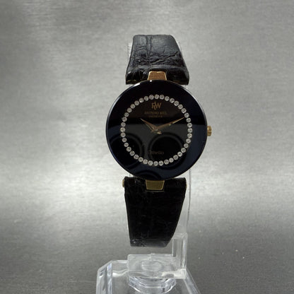 Raymond Weil Othello Watch Women 24mm Black Dial Gold Tone Round 1272 New Batt5