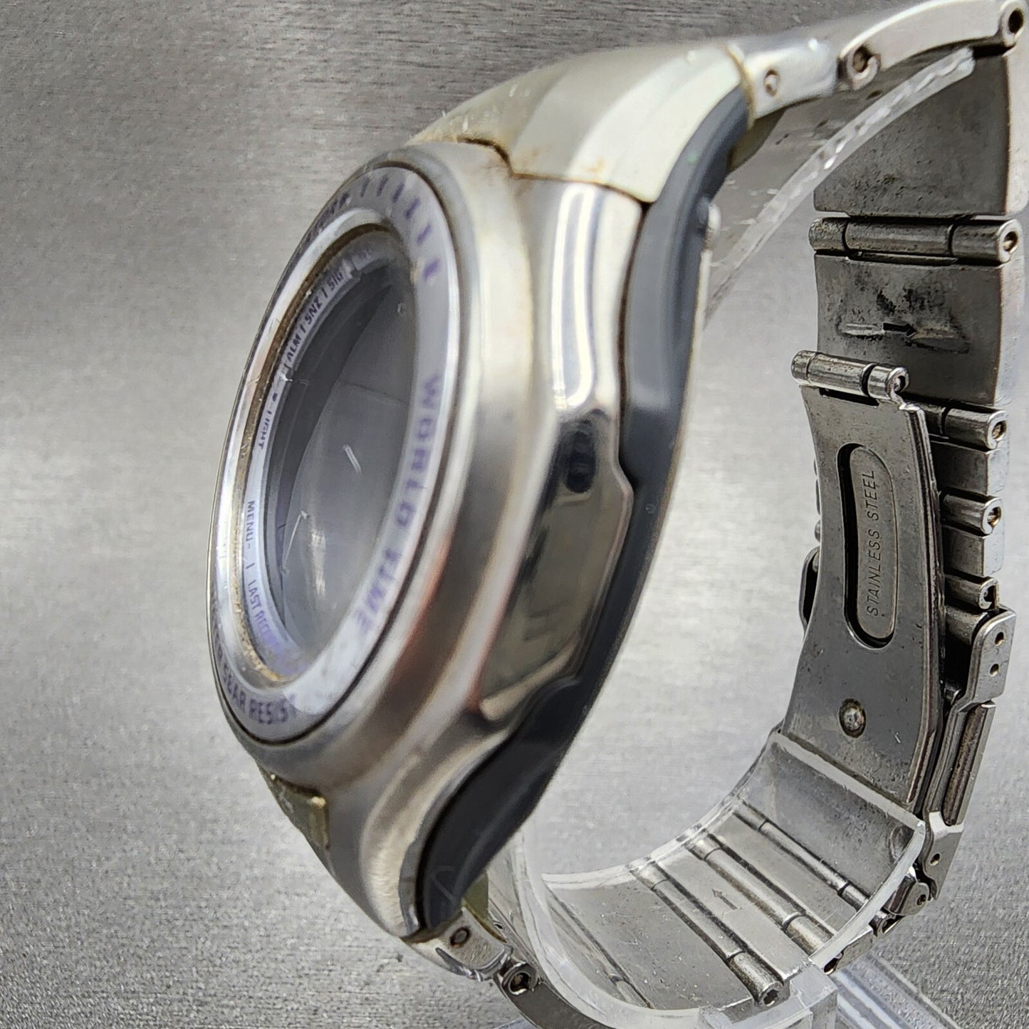 Casio Wave Ceptor Watch Women 37mm Digital Silver Tone Alarm Chrono New Battery