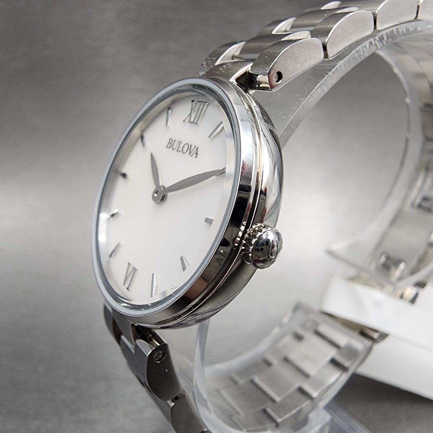 Bulova Watch Women 27mm MOP Dial Steel Round 96L229 New Battery