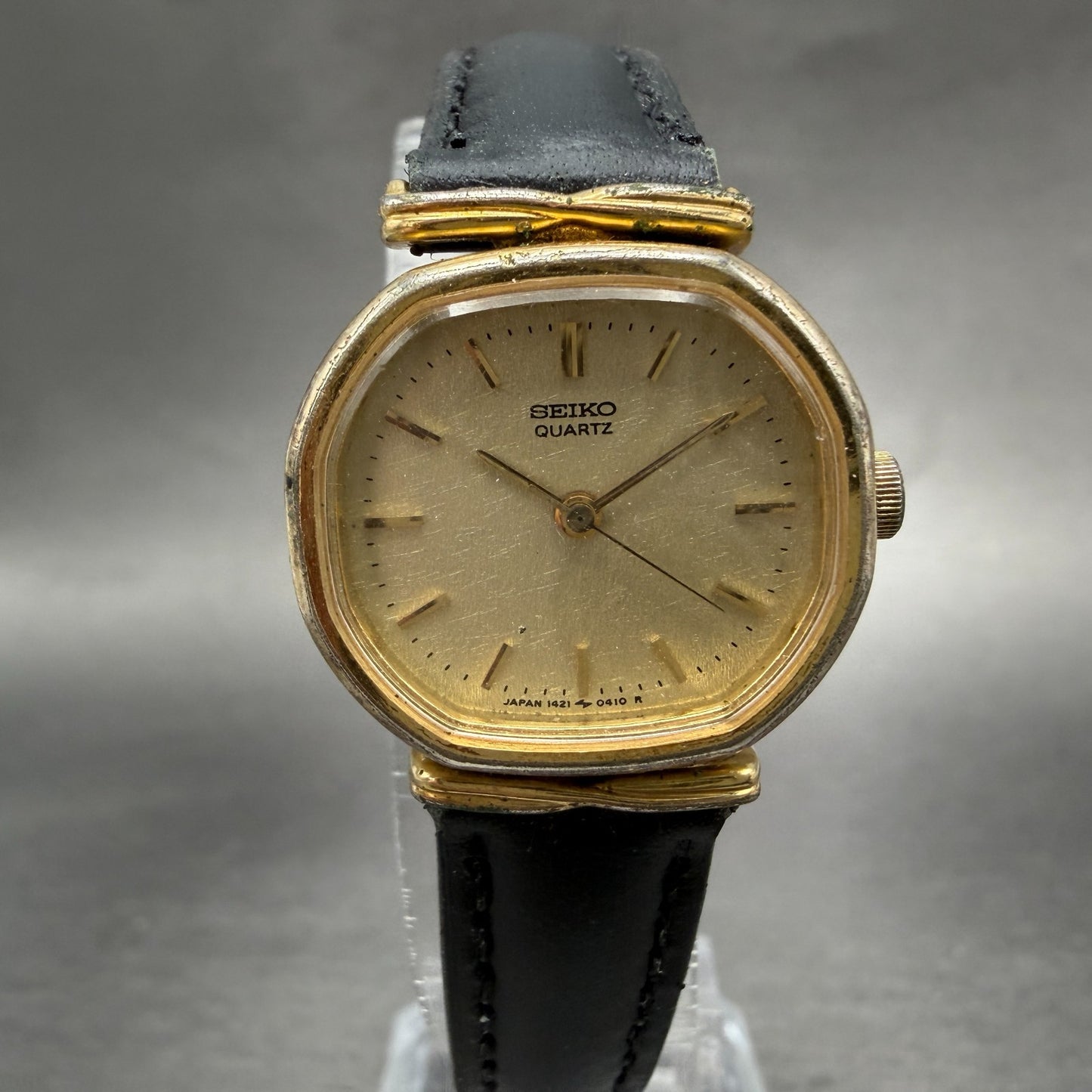 Seiko Watch Women 22mm Champagne Dial Gold Tone Octagon 1421-5210 New Battery0