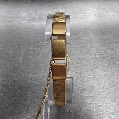 Citizen CQ Watch Women 16mm Black Dial Gold Oval 5920-S49615 New Battery JP47
