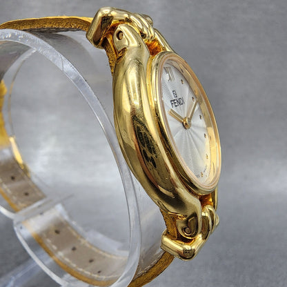 Fendi Cameleon Watch Women 24mm White Dial Gold Tone Oval 640L New Battery3