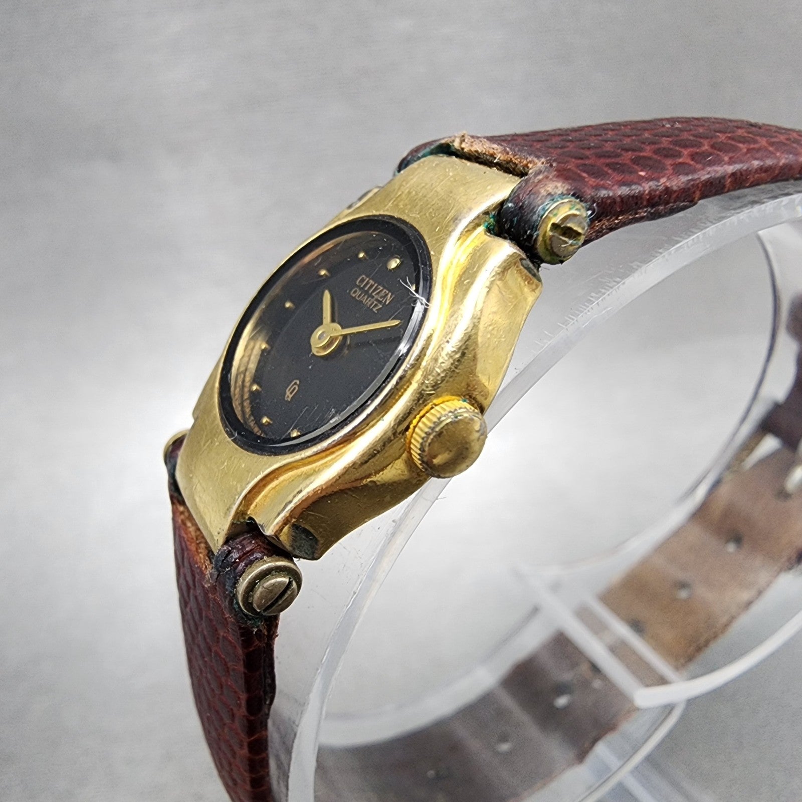 Citizen CQ Watch Women 17mm Black Dial Gold Tone Round 3220S10034 New Battery2