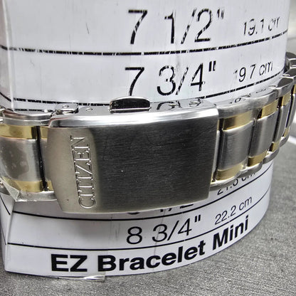 Citizen Eco-Drive Watch Men 37mm White Dial Two Tone Daydate E101-S053439 WorksP10