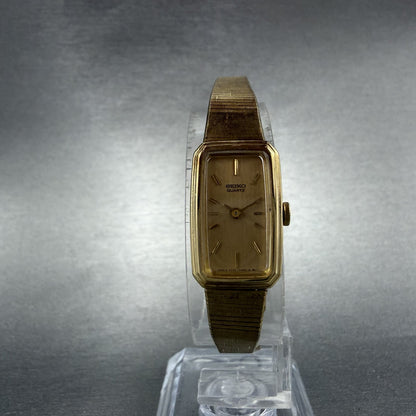 Seiko Tank Watch Women 14mm Champagne Dial Gold Tone 1320-5770 New Battery KUH95