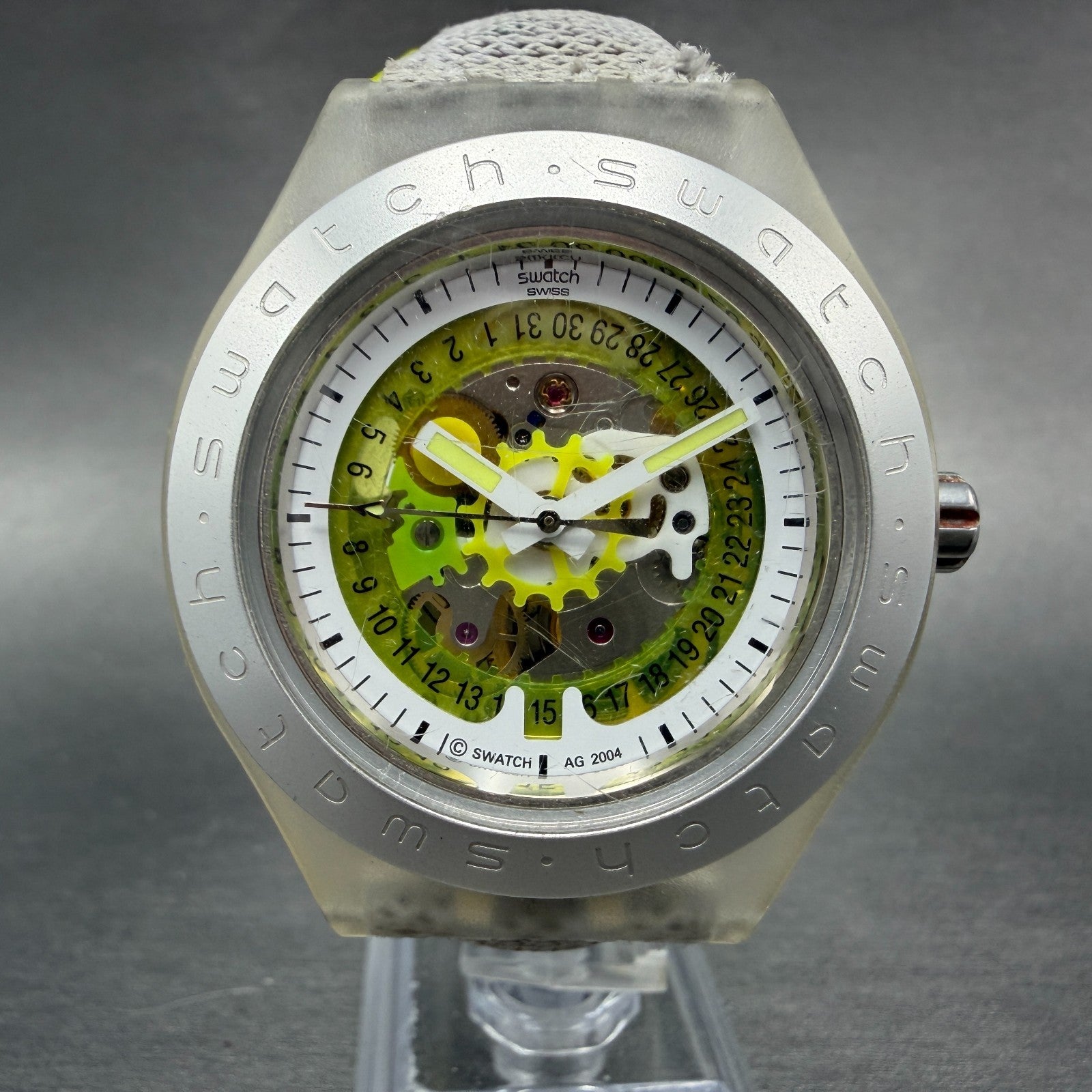 Swatch  Irony Diaphane Automatic Citrime Watch Men 42mm Skeleton Dial Clear Runs1
