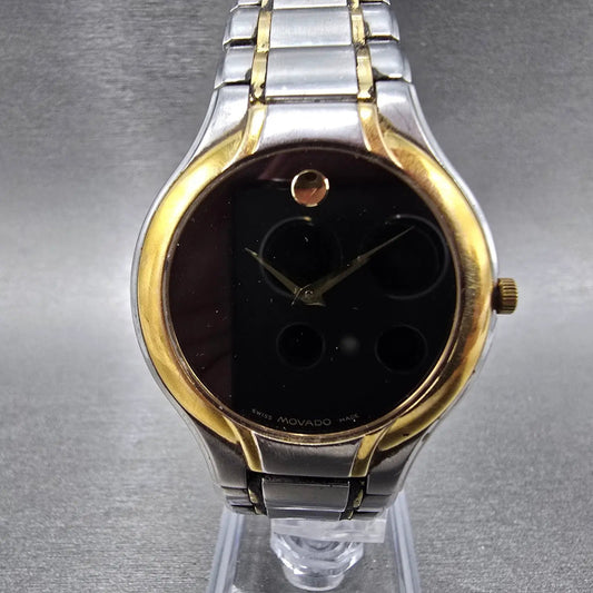 Movado Museum Watch Men 36mm Black Dial Two Tone Round 81 G4 1884 PARTS VTG0