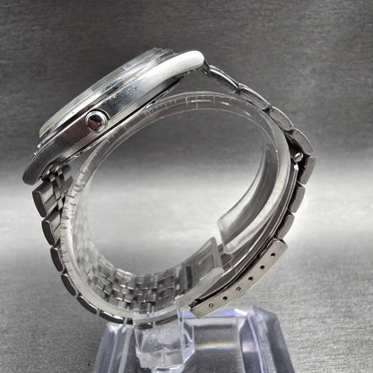 Seiko SQ Watch Men 35mm Silver Dial Silver Daydate Round 5Y23-8049 New Batt6
