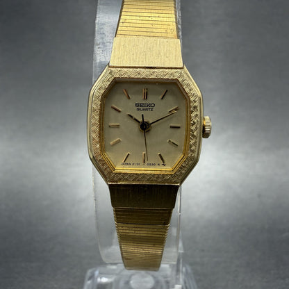 Seiko Watch Women 16mm Champagne Dial Gold Tone Octagon 2Y015059 New Battery0