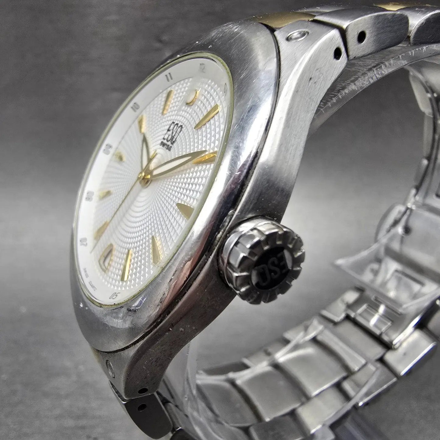 ESQ Watch Men 36mm Silver Dial Two Tone Date Round E5263 PARTS Swiss Bracelet3