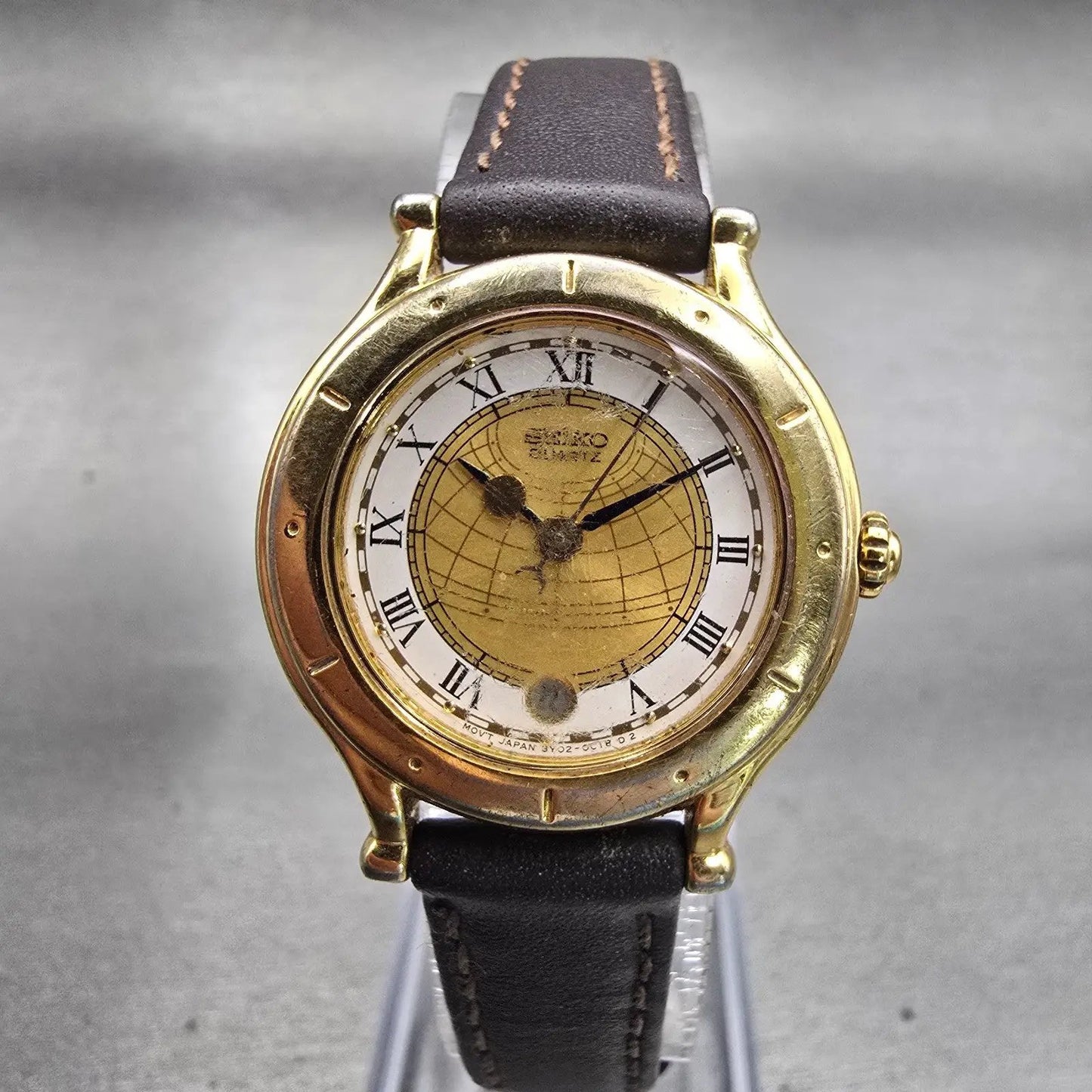 Seiko Age of Discovery Watch Women 26mm Gold Tone Date 3Y02-0B00 New Battery VTG0