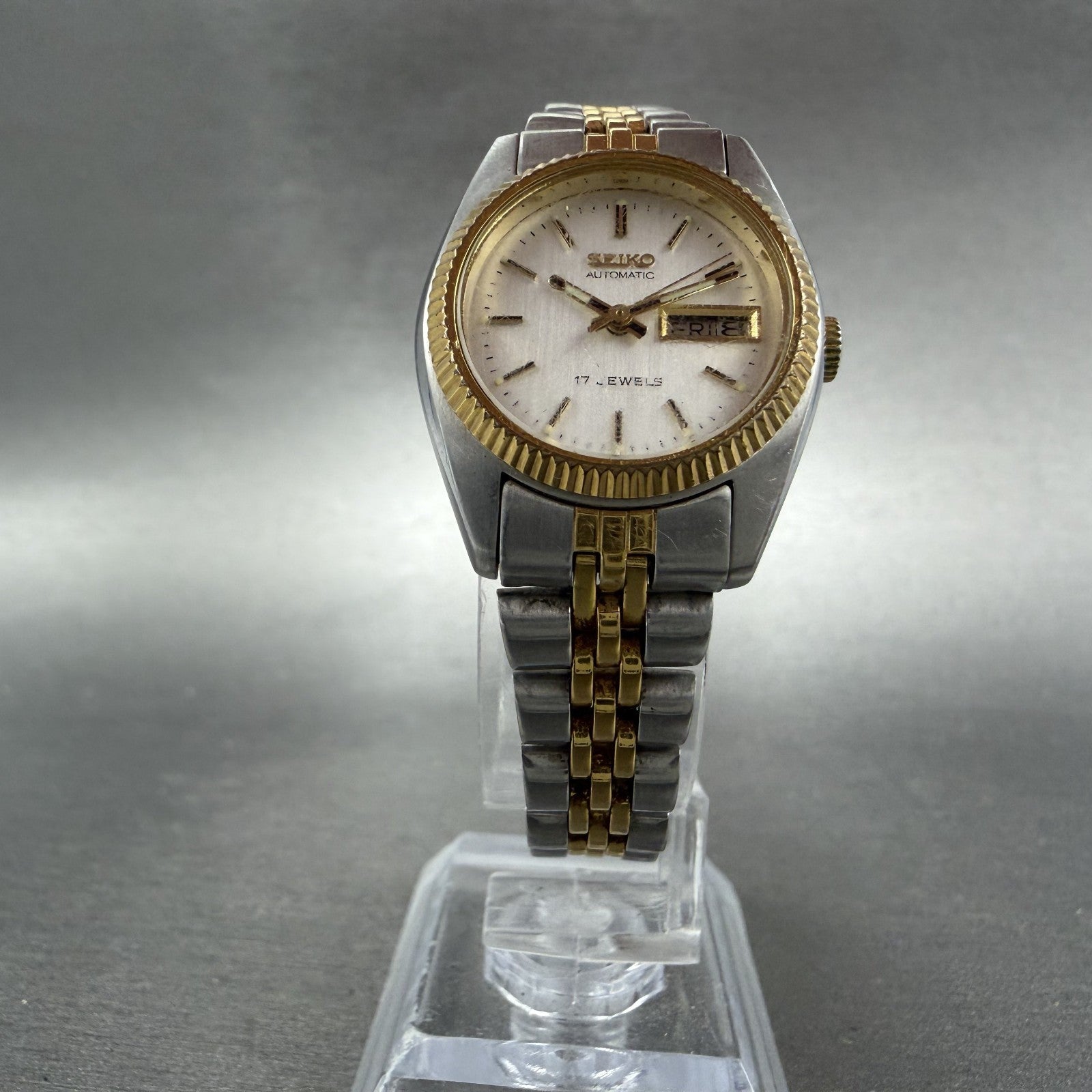 Seiko Automatic Watch Women 25mm Silver Dial Two Tone Daydate 4206-0519 PARTS5