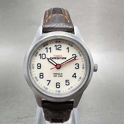 Timex Expedition Watch Women 26mm Cream Dial Silver Tone Round New Battery ABC120