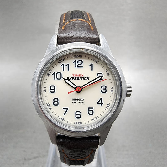 Timex Expedition Watch Women 26mm Cream Dial Silver Tone Round New Battery ABC120